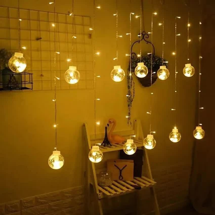 Animasyonlu Top Set Led Yılbaşı Perde Süsü 60-90 Cm 3 Metre Top Set Ledli Yılbaşı Süsü SNC-612