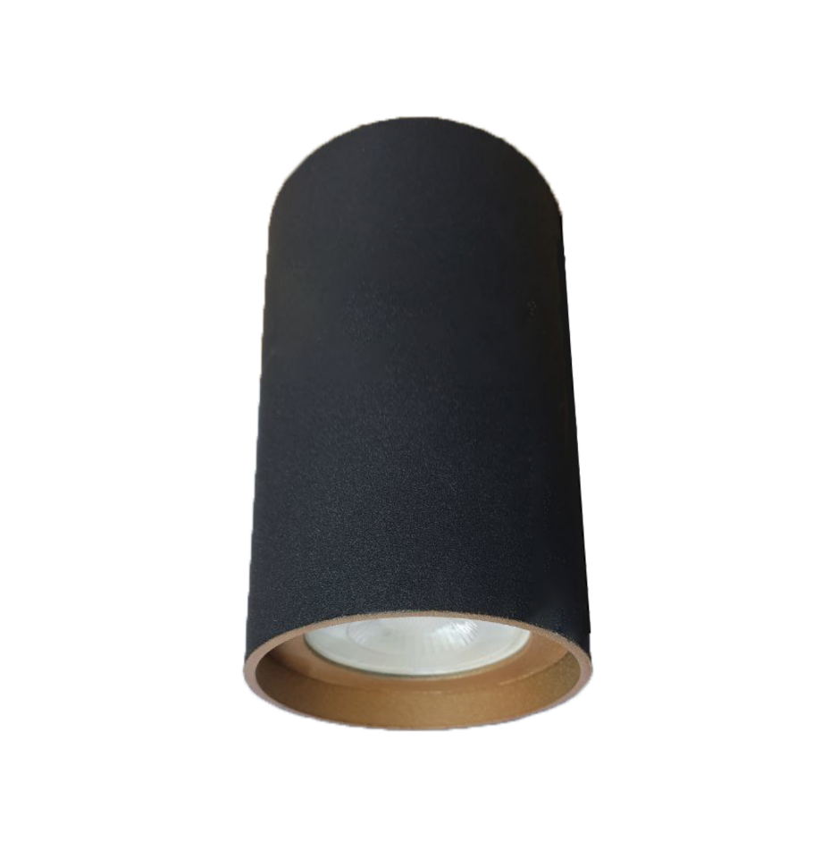 Sıva Üstü Silindir Led Spot Armatür 6x7 Cm Siyah - Altın Ampulsuz