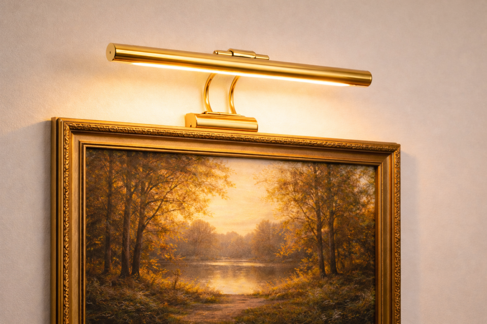 Gold Kasa Ayna ve Tablo Üstü Flüt Aplik 35CM 3200K (Gün Işığı)
