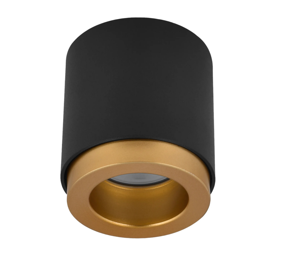 Sıva Üstü Silindir Led Spot Armatür 8x8 Cm Siyah - Altın 4000K (Natural Işık)