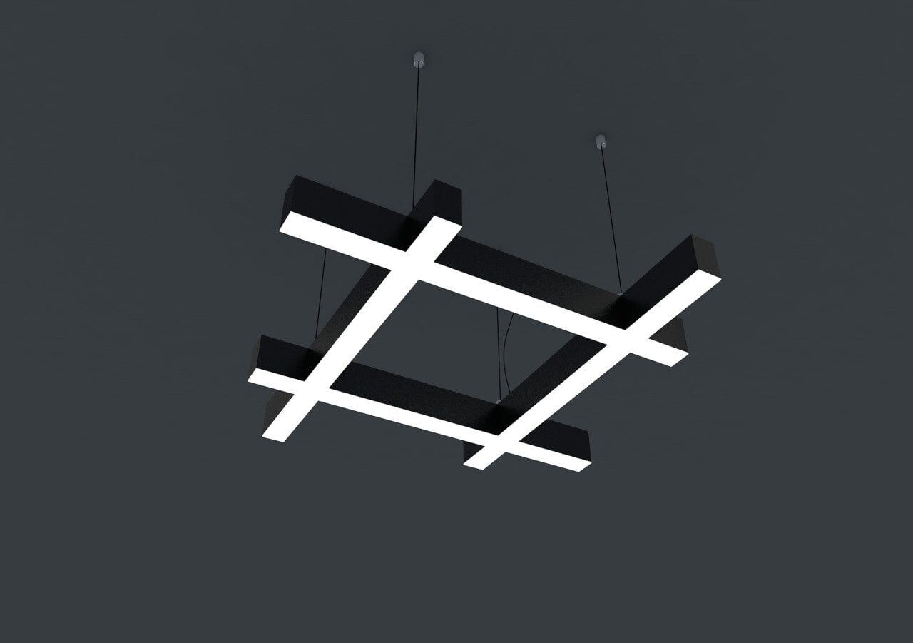 Uzantılı Kare Linear Aydınlatma Modern Led Avize Lineer Armatür 80x80CM - 4000K (Natural Işık) - Askısız - Beyaz