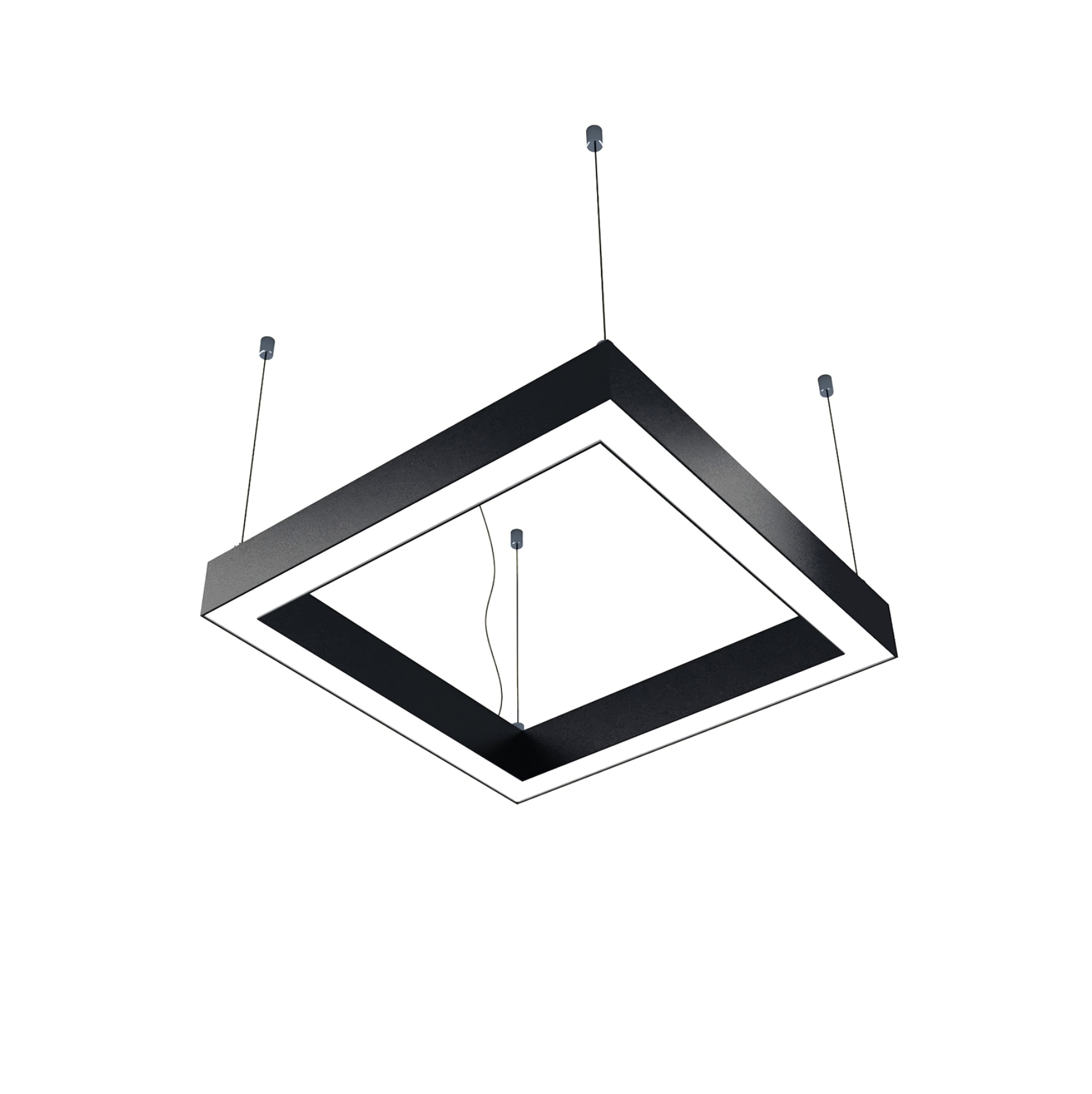 Kare Linear Aydınlatma Modern Led Avize Lineer Armatür 100x100CM - 6000K (Beyaz Işık) - Siyah - Askısız