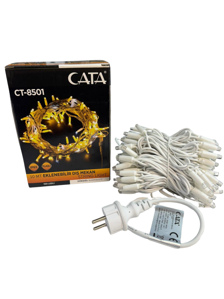 Cata 10 Metre 100 Ledli Eklenebilir Flaşlı Dış Mekan Yilbaşı Süsleme ct-8501 6400K (Beyaz Işık)