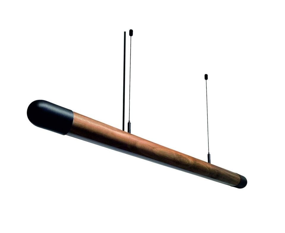 Samsung Led Tridonic Trafolu Sıva Üstü Silindir Boru Ahşap Linear Armatür 6 Cm Kasa Linear Aydınlatma 80CM - 4000K (Natural Işık) - Kestane - Askılı
