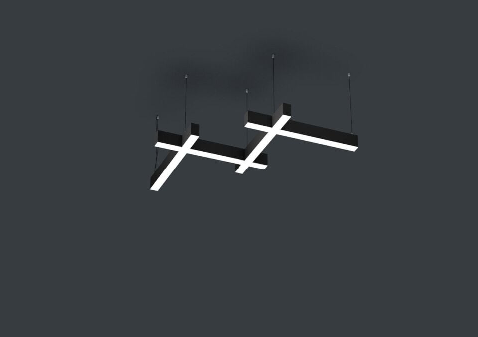 İkili Linear Takım Aydınlatma Modern Led Avize Lineer Armatür 6000K (Beyaz Işık) - Askılı - Beyaz