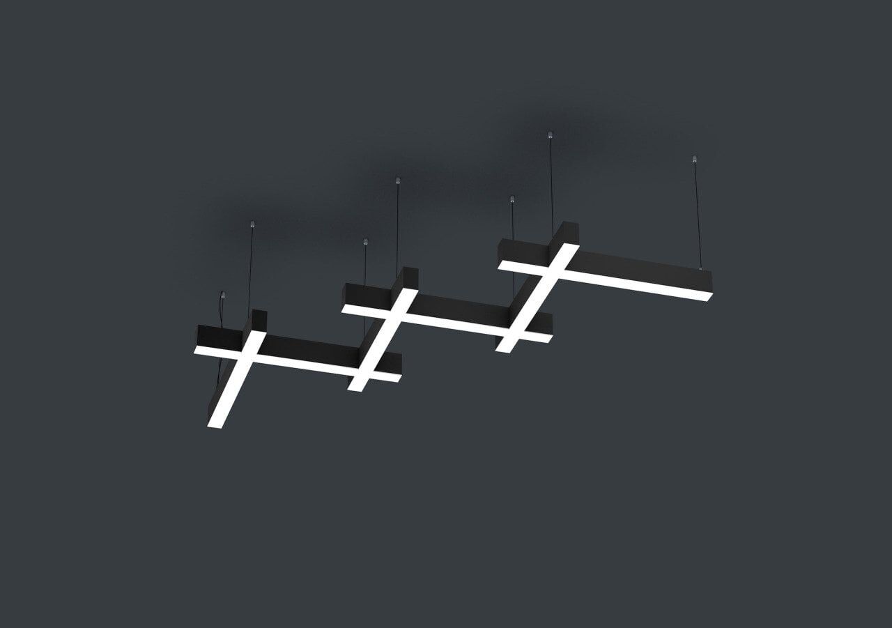 Üçlü Linear Takım Aydınlatma Modern Led Avize Lineer Armatür 2700K (Sarı Işık) - Askısız - Antrasit