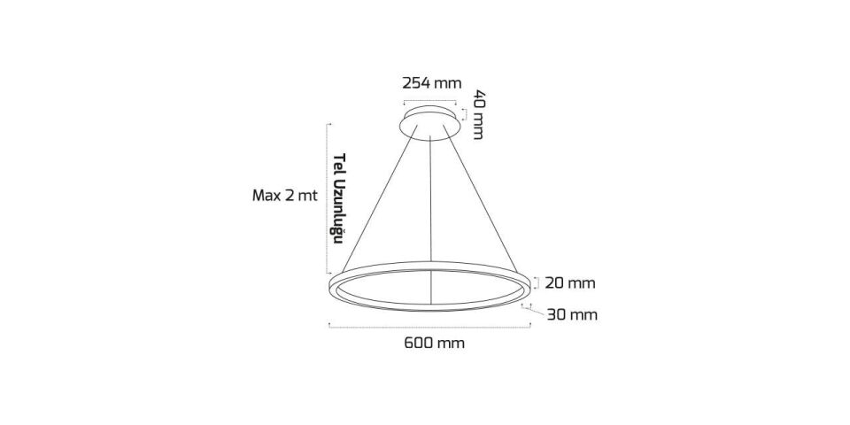 Goya 60 Watt Samsung Ledli Dekoratif Sarkıt Yuvarlak Linear Aydınlatma 60CM GY 8221-60 6500K (Beyaz Işık) - Beyaz - Rozanssız