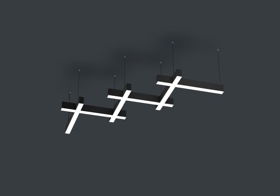 Üçlü Linear Takım Aydınlatma Modern Led Avize Lineer Armatür 4000K (Natural Işık) - Askılı - Antrasit