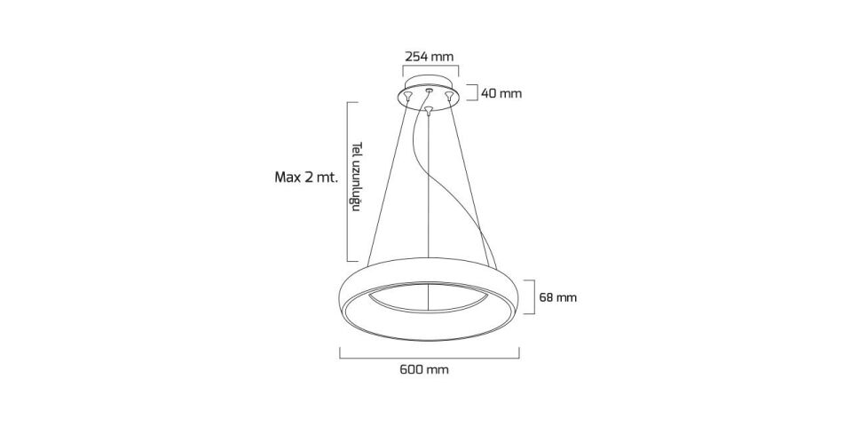 Goya 82 Watt Samsung Ledli Dekoratif Sarkıt Simit Linear Aydınlatma 60CM GY 8121-60