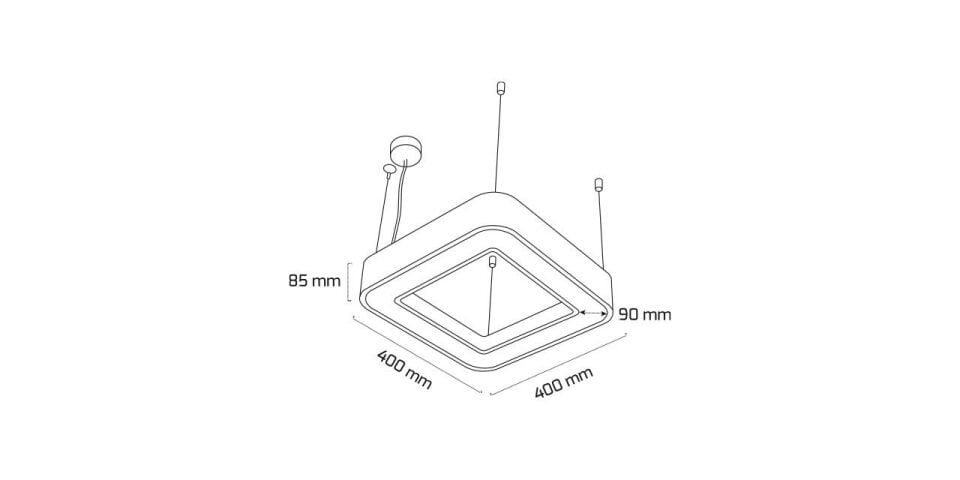 Goya 28 Watt Samsung Ledli Dekoratif Sarkıt Oval Kare Linear Aydınlatma 40CM GY 8114-40