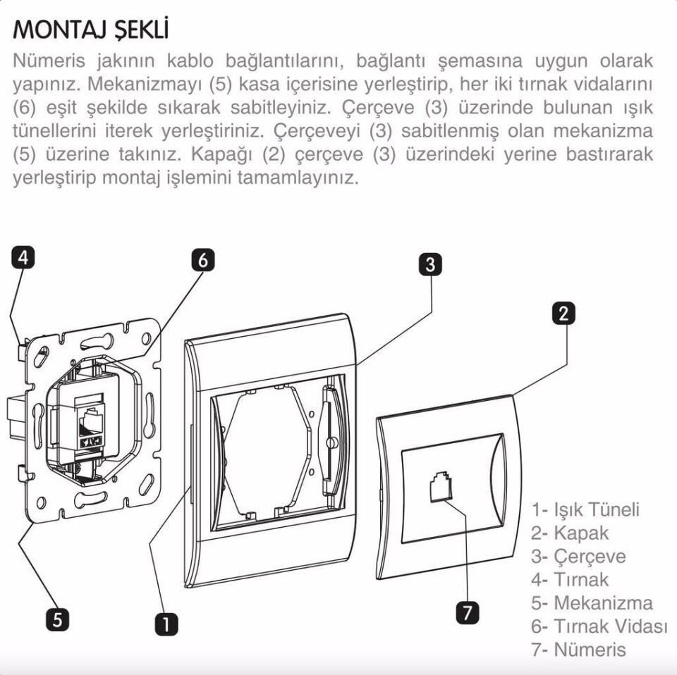 Viko Thea Blu Tekli Nümeris Telefon Prizi (RJ11) Mekanizma + Kapak Dore