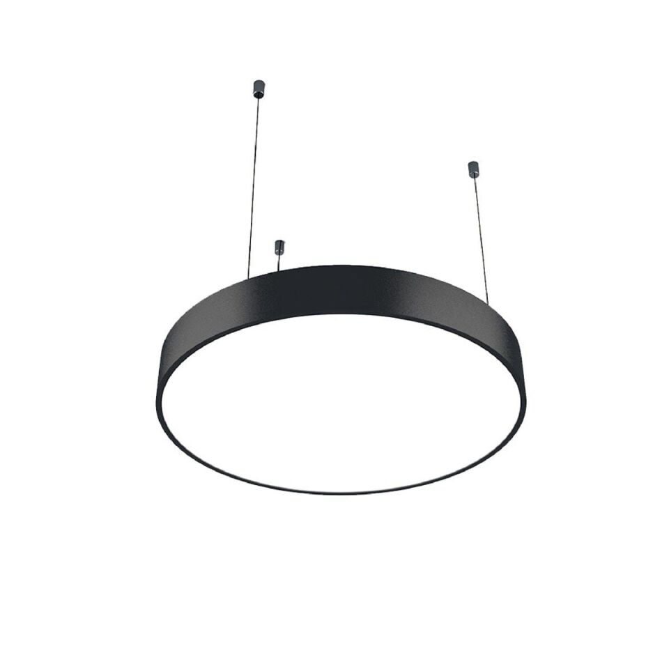 Yuvarlak Davul Linear Aydınlatma Modern Led Avize Lineer Armatür 120CM - 4000K (Natural Işık) - Antrasit - Askısız