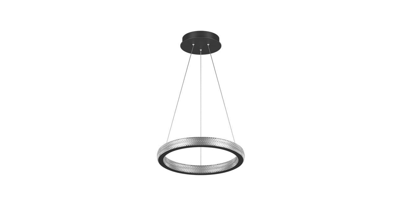 Goya 80 Watt Samsung Ledli Dekoratif Sarkıt Yuvarlak Kristal Linear Aydınlatma 40CM GY 8261-40 6500K (Beyaz Işık) - Siyah - Rozanssız