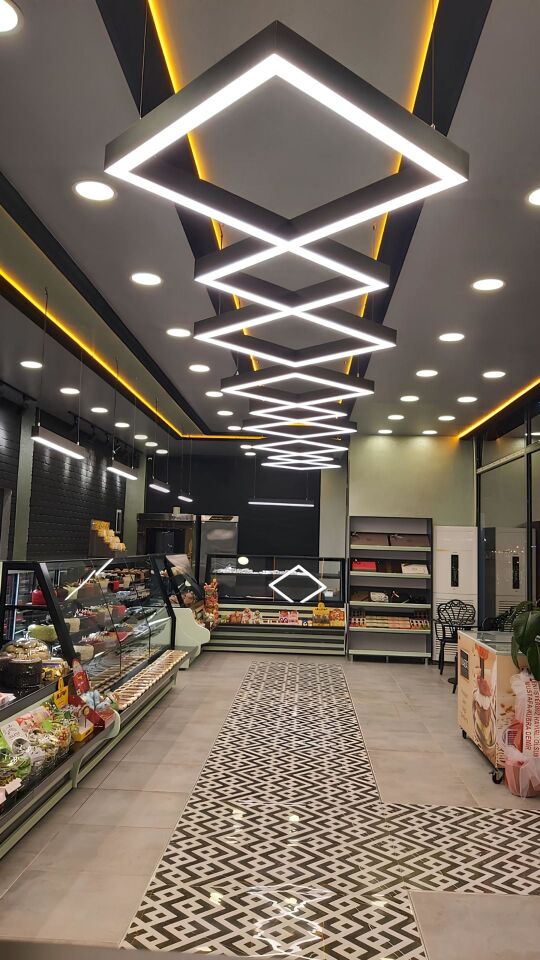 Infinity Linear Aydınlatma Modern Led Avize Lineer Armatür 60x60CM - 4000K (Natural Işık) - Askısız - Antrasit