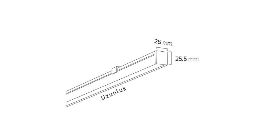 Goya 51 Watt Samsung Ledli Dekoratif Sarkıt Linear Armatür 180CM GY 8052-180 4000K (Natural Işık) - Siyah - Sıva Üzeri Montaj