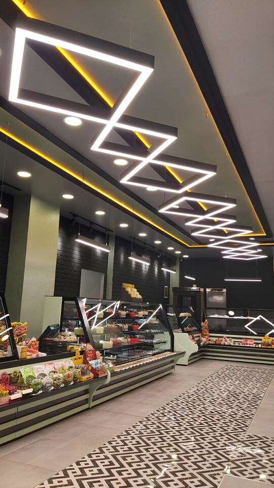 Infinity Linear Aydınlatma Modern Led Avize Lineer Armatür 100x100CM - 3000K (Gün Işığı) - Askısız - Siyah