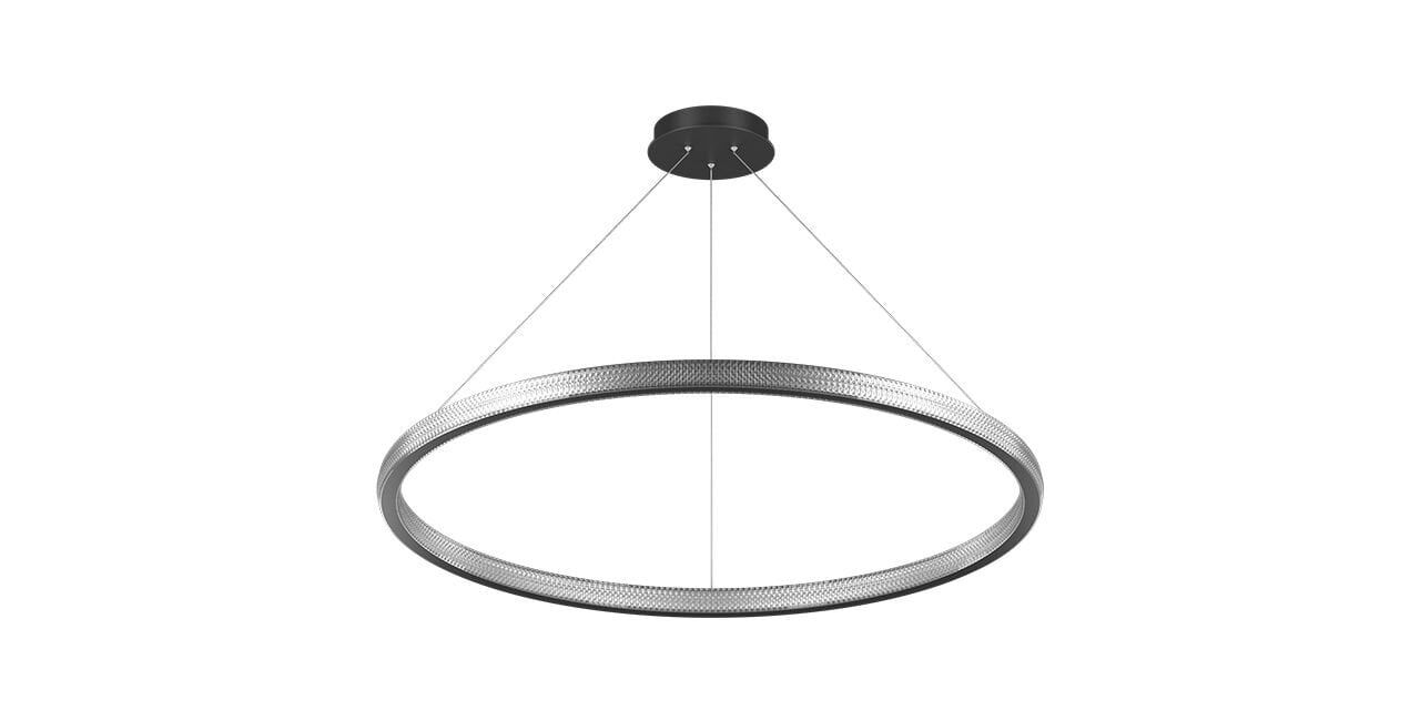 Goya 200 Watt Samsung Ledli Dekoratif Sarkıt Yuvarlak Kristal Linear Aydınlatma 100CM GY 8261-100 6500K (Beyaz Işık) - Siyah - Rozanslı