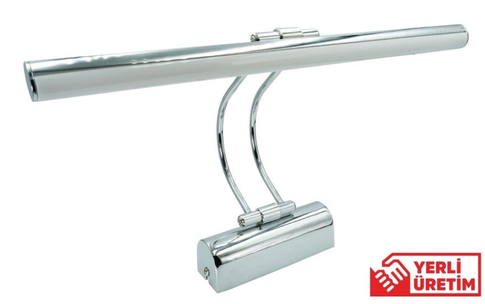 Krom Kasa Ayna ve Tablo Üstü Flüt Aplik 50CM 6400K (Beyaz Işık)