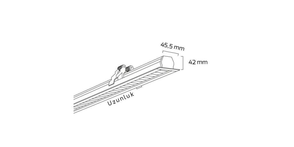 Goya 60 Watt Samsung Ledli Ultra Slim Lensli Dekoratif Sıva Altı Linear Armatür 119CM GY 8028-116 3000  K (Gün Işığı) - Siyah