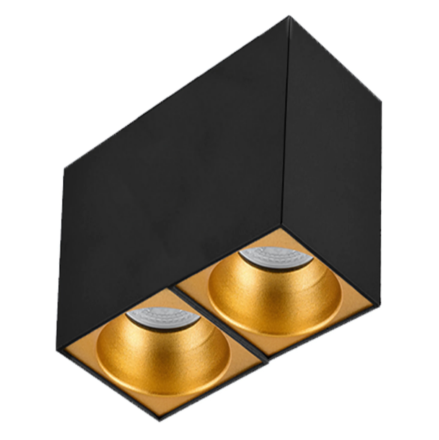 Sıva Üstü Kare Led Spot Armatür 8x16x14 Cm Siyah - Altın 3200K (Gün Işığı)
