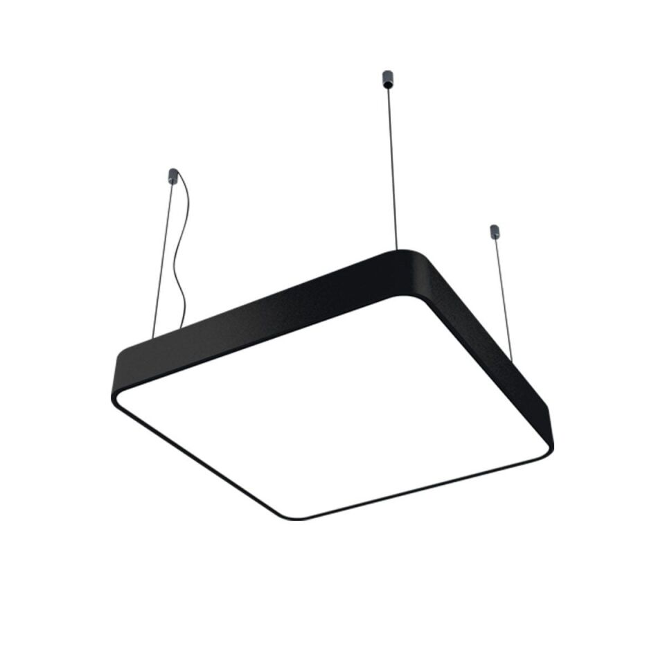 Oval Kare Davul Linear Aydınlatma Modern Led Sarkıt Linear Avize Armatürü 40x40CM - 6000K (Beyaz Işık) - Antrasit - Askısız