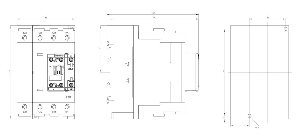 Siemens 140A AC/DC Dört Kutuplu Sirius Kontaktör 3RT2346-1AP00